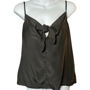 Vintage Casa De Seda Black Silk Knot Front Tank Top